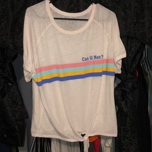 Sheer tee with tie at bottom